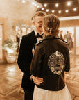 Celestial To The Moon & Back Leather Jacket – a unique and meaningful choice for a special wedding day