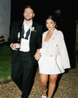 Ivory cropped bride jacket with Zodiac embroidery and Skeleton Couple Pinky Promise – a custom and romantic bridal cover-up for a one-of-a-kind wedding statement