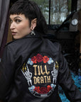Till Death Alternative Bride Black Leather Bridal Jacket – a stylish and edgy cover-up for the modern and alternative bride