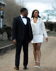 Skeleton Couple themed bride jacket in luxurious cream leather, a statement piece for weddings