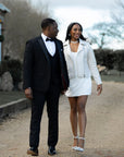 Leather bridal jacket featuring celestial design