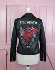 Custom bridal leather jacket with a gothic bride desig