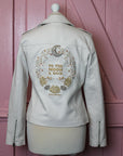 Ivory biker bridal jacket for weddings