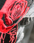 Custom biker jacket embroidered bridal cover-up – a stylish and personalized black leather jacket for brides looking for an edgy twist to their wedding look