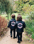 Floral Custom Name Wedding Jacket: Make your flower girl feel special with this unique, personalized kids jacket adorned with floral embroidery—a delightful and fashionable gift for the wedding