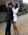Cream leather jacket showcasing The Lovers Tarot Card, a beautiful complement to bridal attire
