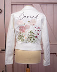 Ecru Embroidered Wildflowers Wedding Jacket: Embrace bohemian elegance with this stunning bridal cover-up, adorned with delicate wildflowers in beautiful embroidery