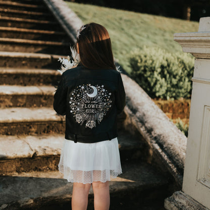 Celestial Gift Jacket for Flower Girl: Elevate your flower girl's ensemble with this embroidered kids jacket, adorned with a celestial design—a thoughtful and stylish gift for your little attendant