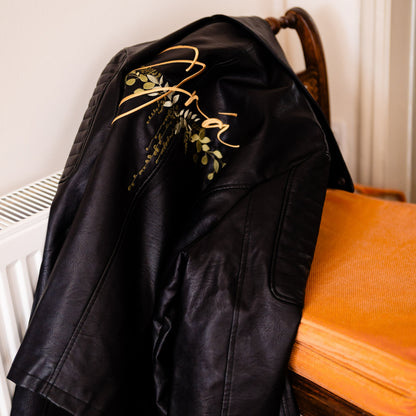 Black leather Grá Irish Bridal Jacket – a stylish and meaningful addition to your wedding ensemble
