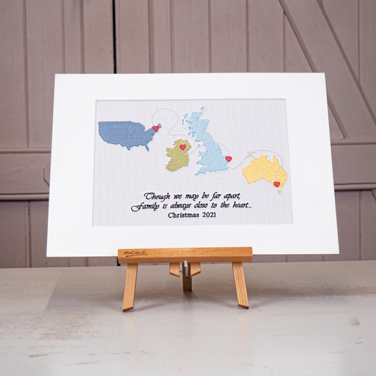 4 Country Long Distance Map Gift