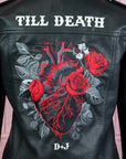 Black biker jacket for brides, perfect for a rock n roll wedding