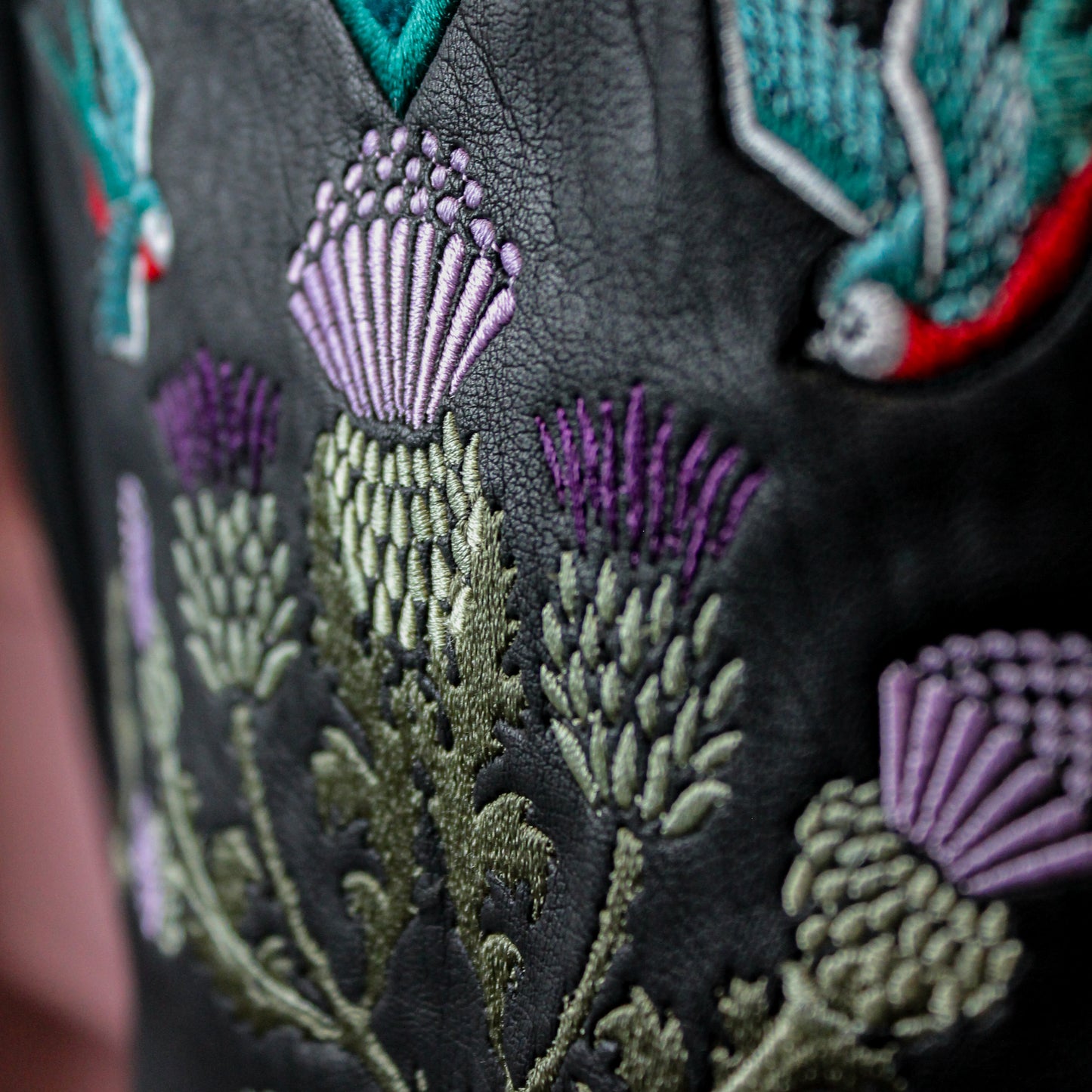 Personalized bride jacket, featuring intricate embroidery on luxurious leather
