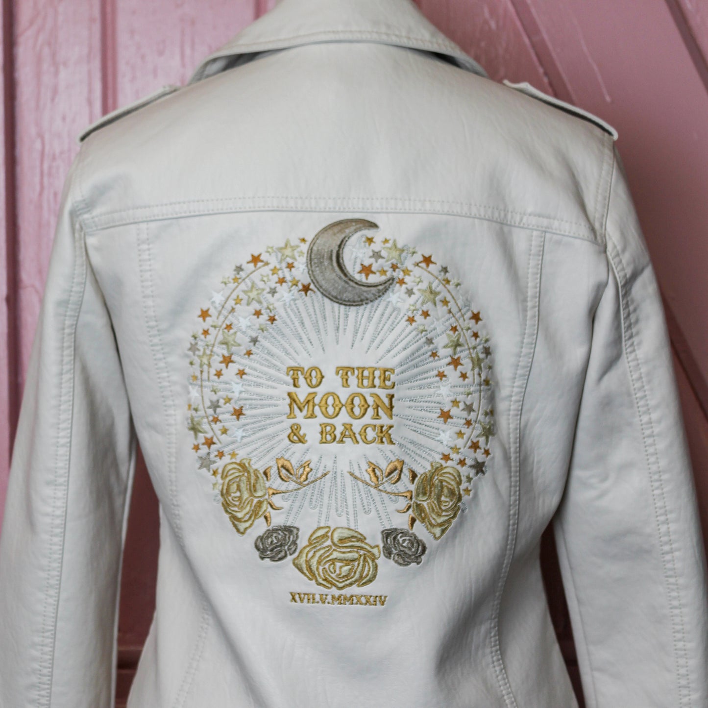 Customized celestial-themed wedding jacket