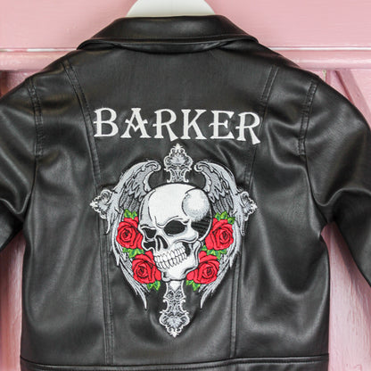 Personalized kid's leather jacket with gothic design