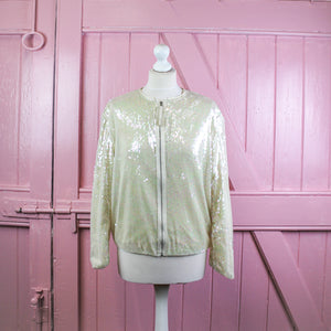 Lover White Sequin Bomber
