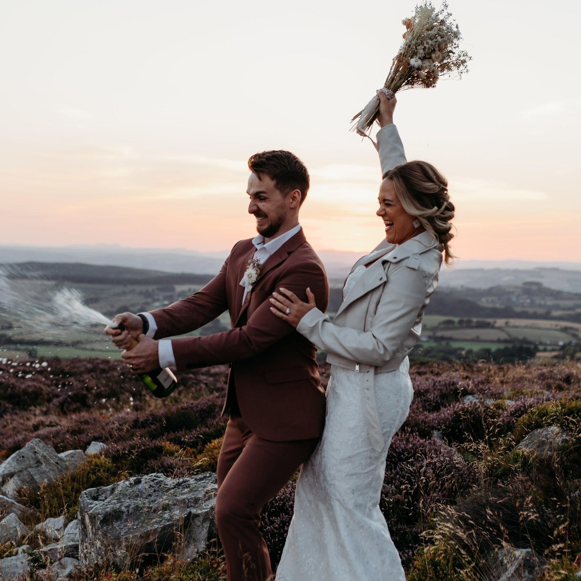 Ivory Embroidered Rebel Bride Jacket: Express your individuality with this unique 'Ride or Die' bridal cover-up, combining edgy style with the elegance of ivory embroidery