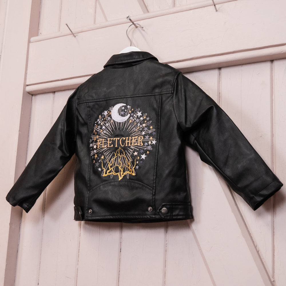 Lightning Name Embroidered Kids Jacket: Elevate your child's style with this personalized jacket, adorned with a lightning design and their name—an ideal wedding gift for young boys