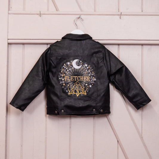 Boys Lightning Name Jacket: Gift your little one a personalized touch with this embroidered kids jacket, featuring a lightning design and their name—a perfect wedding gift for a stylish young attendee