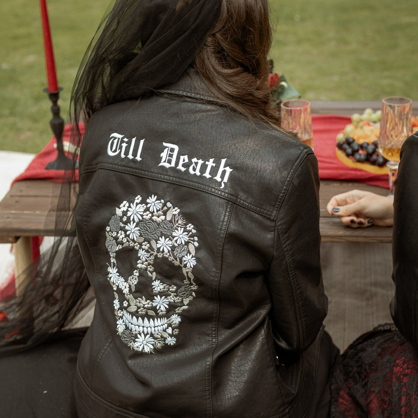Celebrate Love with a Custom Embroidered Leather Jacket - Perfect for the Modern Bride