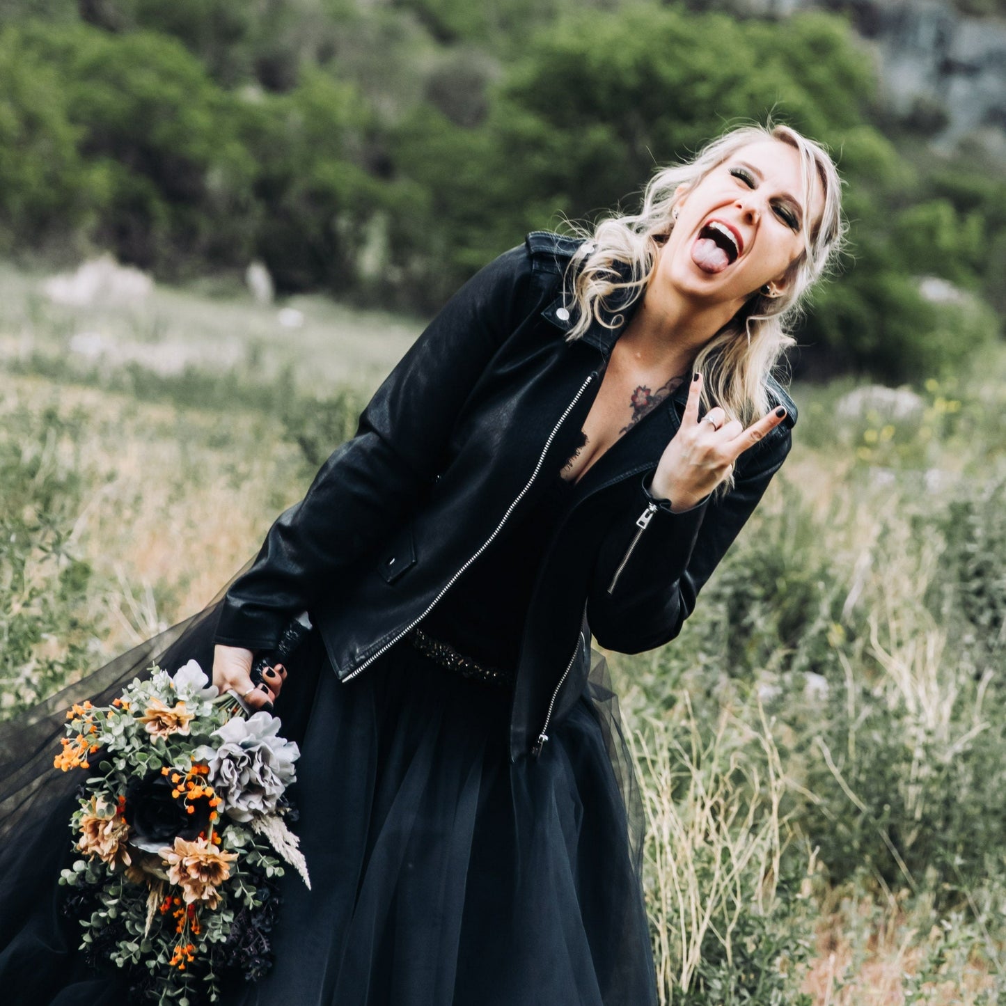 Skeleton Pinky Promise Bridal Cover-Up in black leather – a stylish and edgy addition to your wedding ensemble