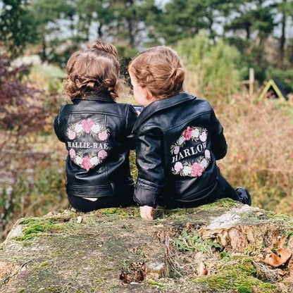 Adorable Gift for Flower Girl: Celebrate the little member of your bridal party with this custom name kids jacket, featuring sweet floral details—a cherished and personalized wedding gift