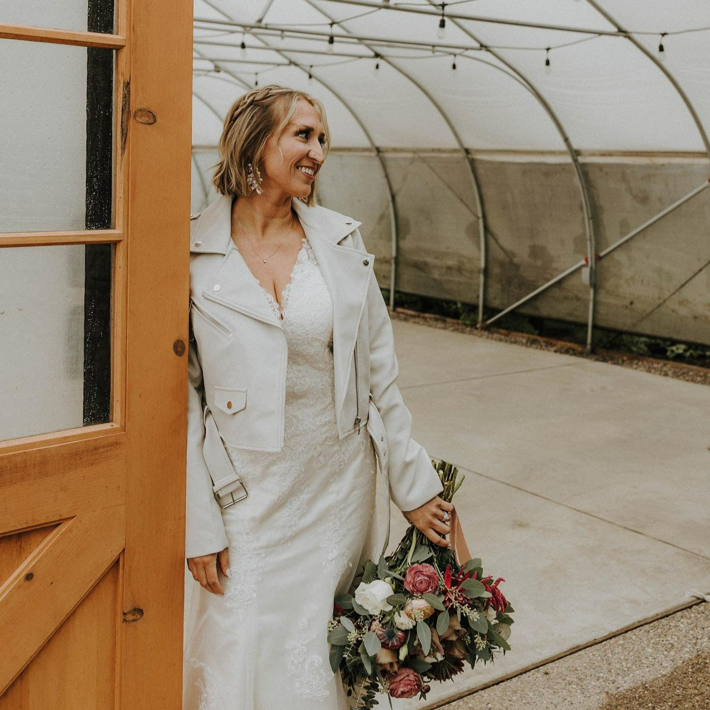 Custom bridal ivory jacket with embroidery – a unique and sentimental gift for the bride, providing a boho touch to her wedding attire