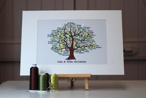 Custom Embroidered Family Tree