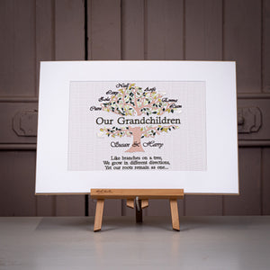 Custom Our Grandchildren Embroidered Family Tree - Spring