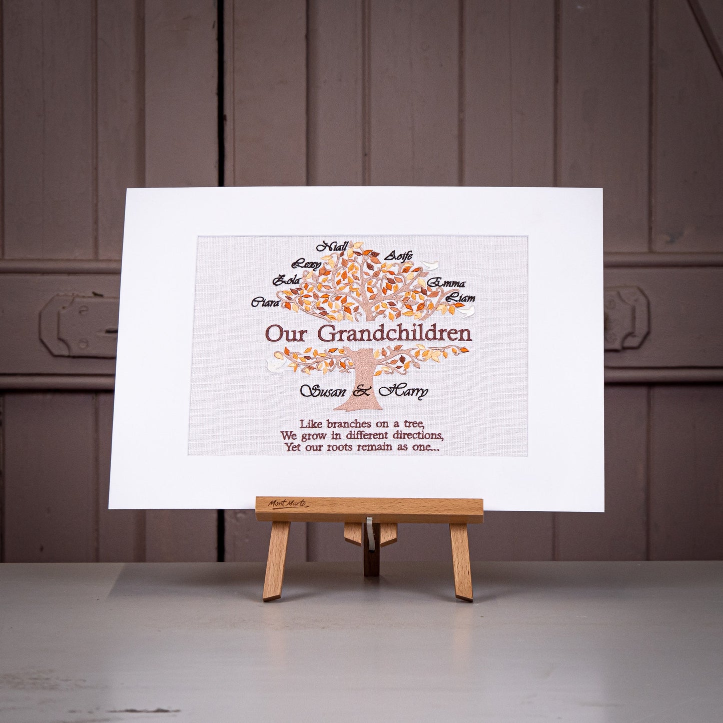 Custom Our Grandchildren Embroidered Family Tree - Autumn