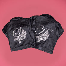 Load image into Gallery viewer, Custom Flower Girl Leather Embroidered Kid&#39;s Name Jacket
