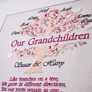 Custom Our Grandchildren Embroidered Family Tree - Summer
