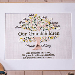 Custom Our Grandchildren Embroidered Family Tree - Spring