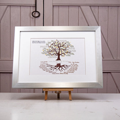 Custom Wedding Gift Embroidered Family Tree