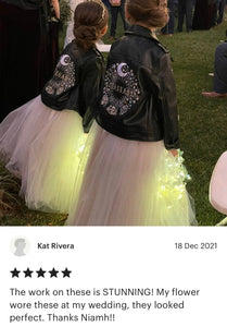 Custom Name Jacket - Kid Leather Jacket - Sugar Skull Wreath - Flower Girl Jacket - My First Easter - 1st Birthday Present - Day of the Dead