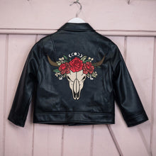 Load image into Gallery viewer, Custom Faux Vegan Pleather Embroidered Kid&#39;s Jacket - Mini Texas Longhorn
