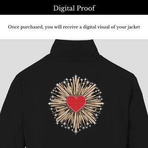 Custom Embroidered Kid's Name Leather Biker Jacket - Red Love Heart