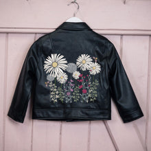 Load image into Gallery viewer, Custom Name Jacket - Kid Leather Jacket - Floral Wreath - Flower Girl Jacket Gift - My First Easter - 1st Birthday Present

