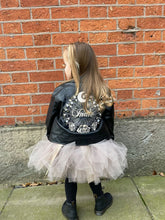 Load image into Gallery viewer, Custom Name Jacket - Kid Leather Jacket - Zodiac Embroidery - Flower Girl Jacket Gift - My First Easter - 1st Birthday Present
