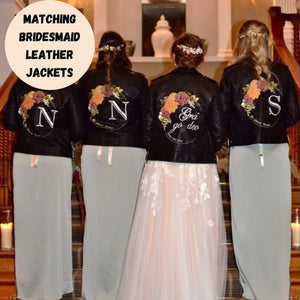 Matching Bridal Party Jackets Bride Leather Jacket Jacket Custom Bride Jacket Bridal Cover Up Bride Matching Jackets Bridesmaid Gift