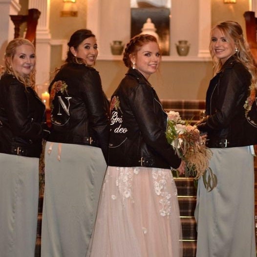 Matching Bridal Party Jackets Bride Leather Jacket Jacket Custom Bride Jacket Bridal Cover Up Bride Matching Jackets Bridesmaid Gift