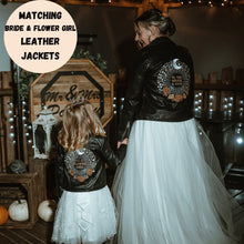 Load image into Gallery viewer, Matching Bride &amp; Flower Girl Jackets Bride Leather Jacket Custom Bride Jacket Bridal Cover Up Bride Matching Jackets Couple Matching
